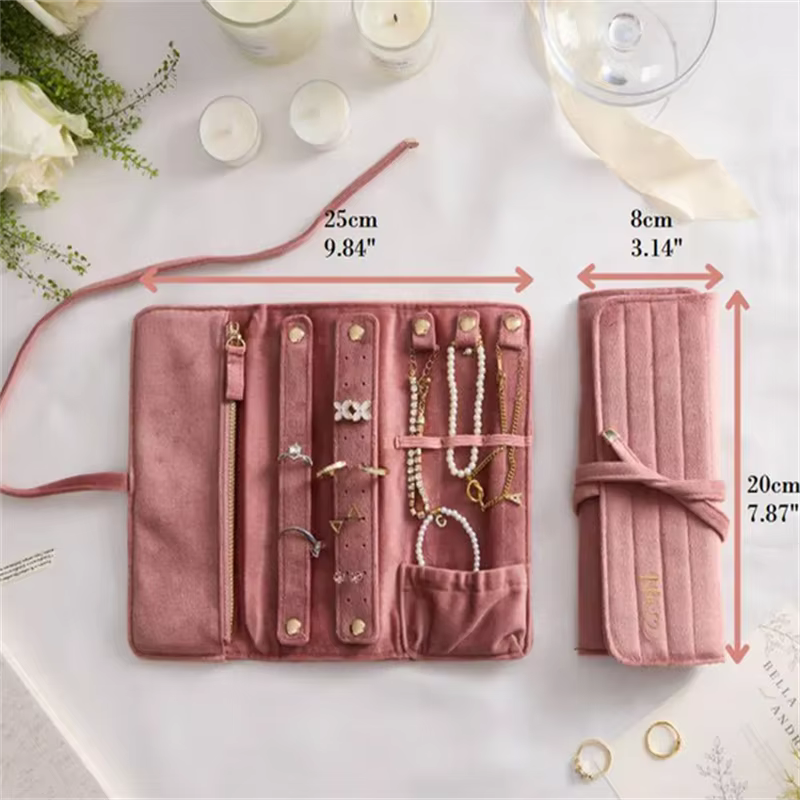 Sac à bijoux de voyage pliable Portable, 1 pièce, pour collier, boucles d'oreilles, bagues, étui à bijoux, organisateur, sacs de rangement de voyage pour femmes et filles