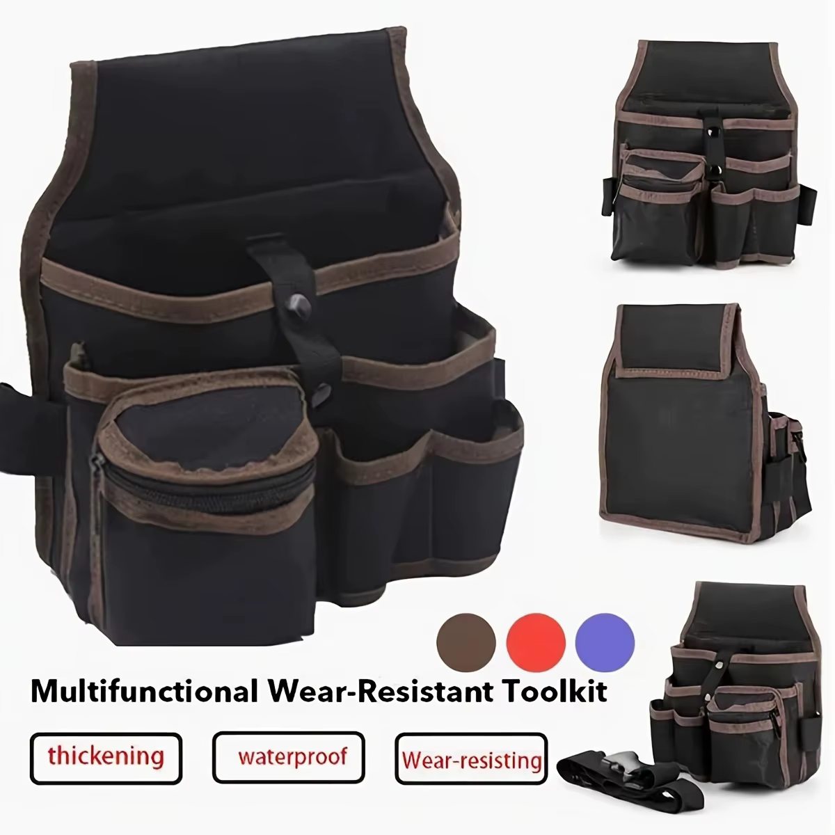 Sac de rangement multifonctionnel pour outils, pochette, ceinture, matériel, trousse d'outils d'électricien, sac de ceinture pour perceuse, clé à molette, tournevis, sacs à outils, organisateur