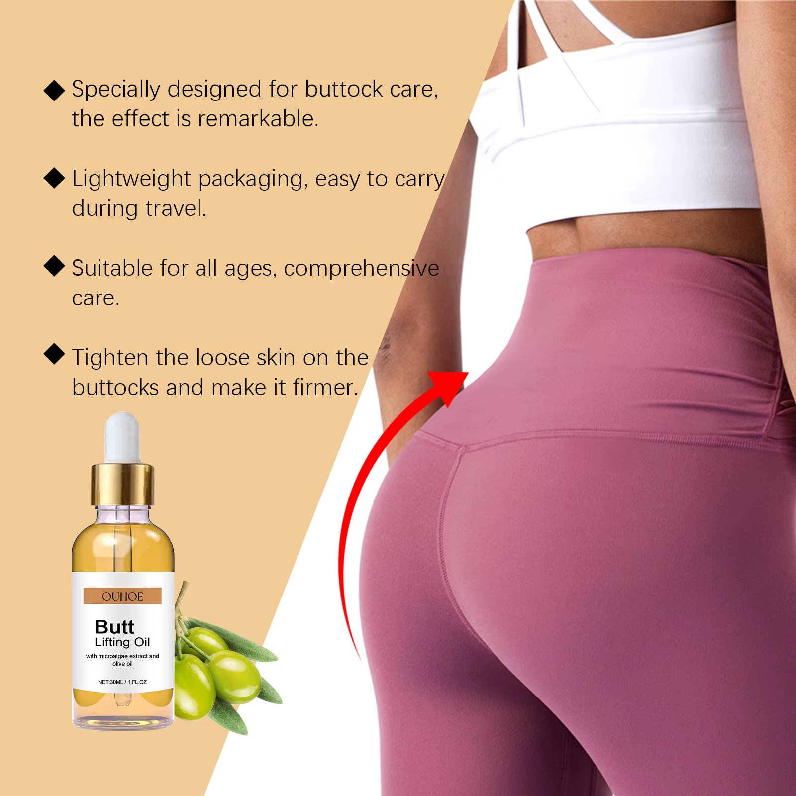 Huile Essentielle Raffermissante et Hydratante pour les Fesses