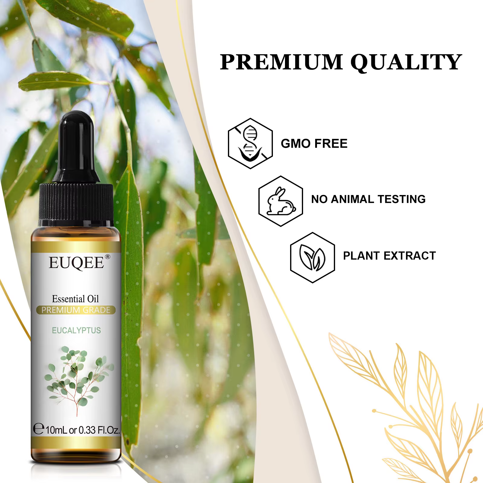 EUQEE 10ML huiles essentielles naturelles Eucalyptus menthe verte vanille lavande citron huile d'organo pour