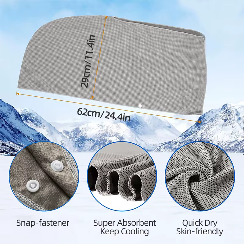 Serviette à capuche rafraîchissante - Serviette à capuche, technologie de refroidissement par évaporation, refroidit instantanément lorsqu'il est humide, idéale pour le sport, le fitness, la salle de