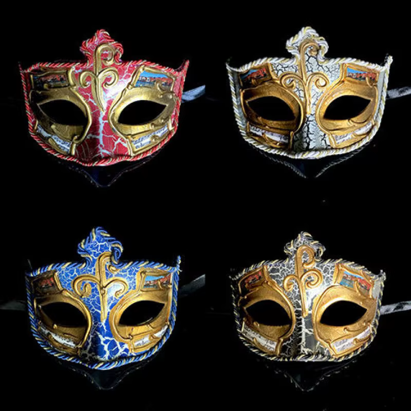 Masque artistique pour femmes, accessoires de danse faits à la main, personnalité, masque vénitien rétro complet, demi-visage pour hommes