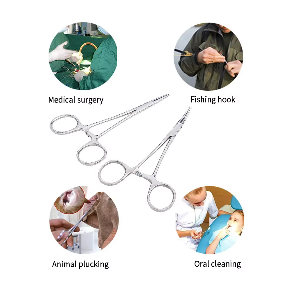 Pince hémostatique pour poils d'animaux de compagnie, outil à main, pince de verrouillage de pêche, outils d'épilation, pointe incurvée ou droite, outil de coupe