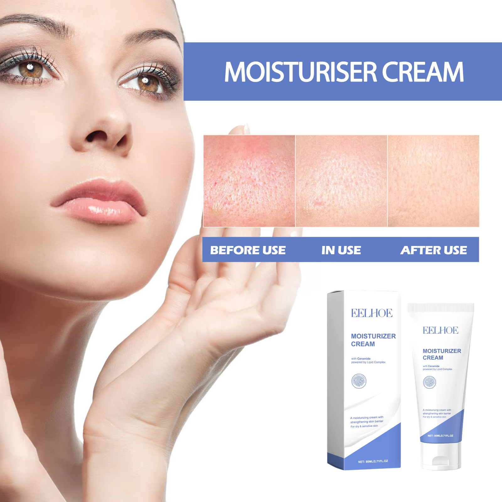 Crème hydratante réparatrice à l'acide hyaluronique pour le visage