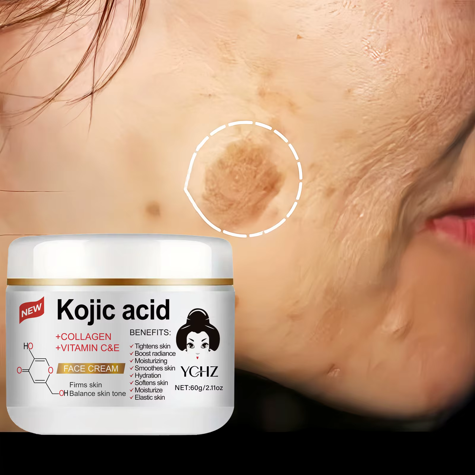 Crème hydratante à l'acide kojique 60g