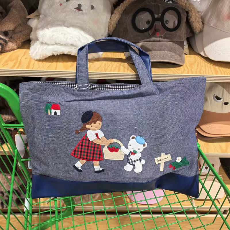 Sac à main fille lapin brodé sac fourre-tout 780465/780436 32*43 cm 100% coton sac à provisions de haute qualité