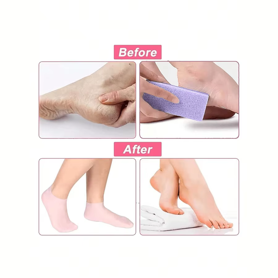 2 paires de chaussettes hydratantes en silicone pour les pieds