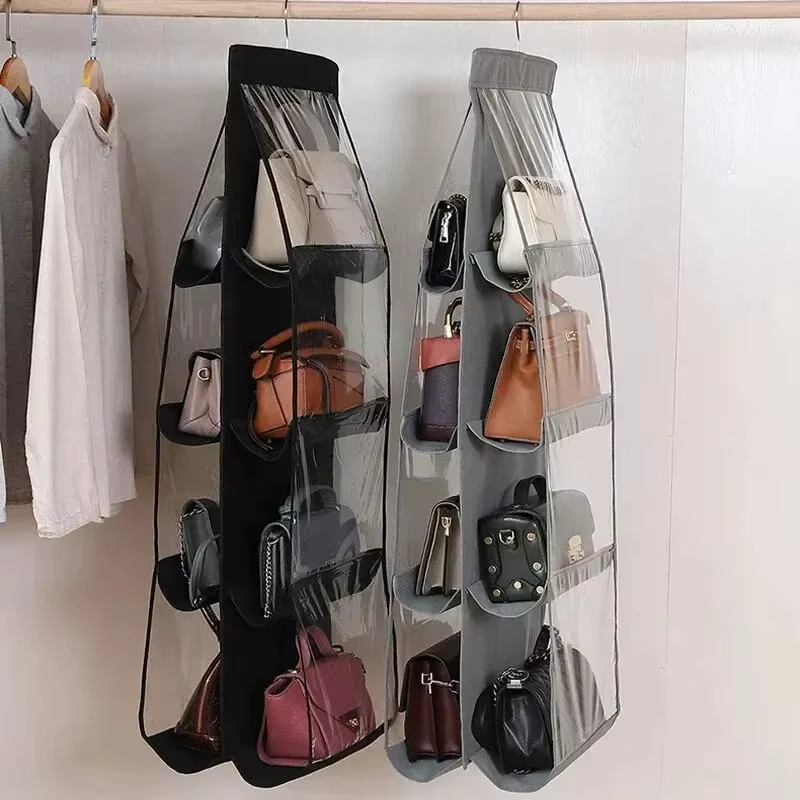 Sac de rangement suspendu en tissu Double face, multicouche, anti-poussière, Type suspendu, sac de garde-robe domestique, support de rangement