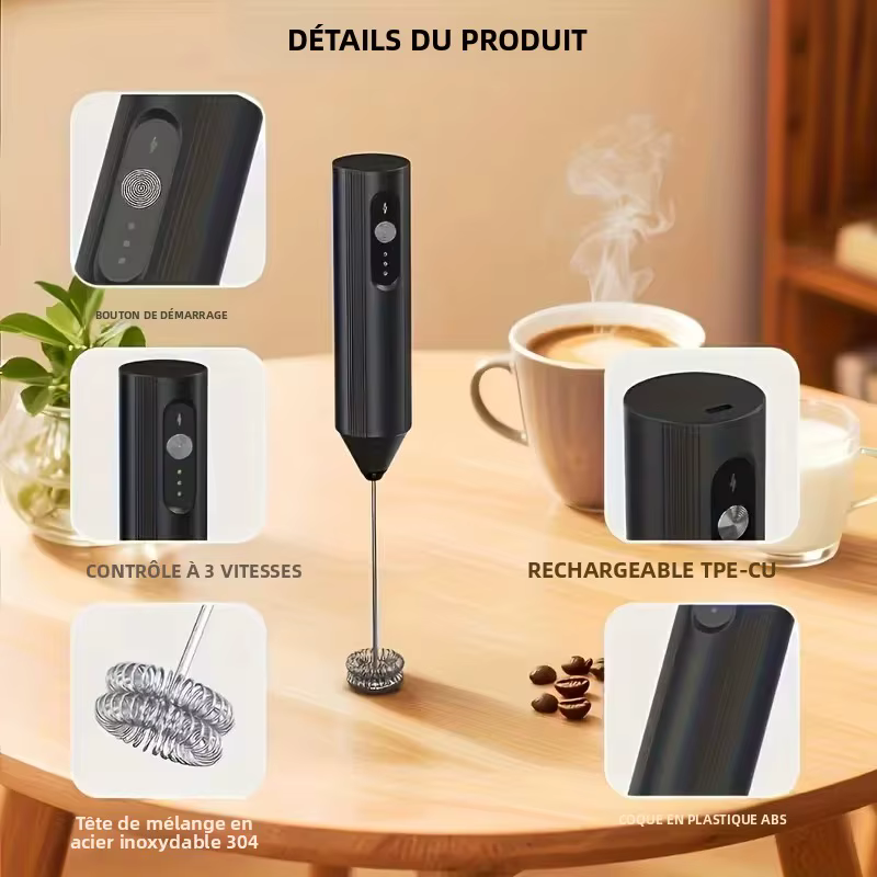 Mélangeur électrique pour mousse de café et de lait, fouet à café, batteur à œufs portatif, mélangeur de mousse avec coque, outils de cuisine portables pour la maison