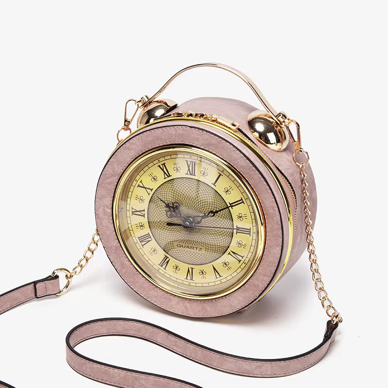 Nouveau sac à main rétro pour femme 2026, sac créatif en forme d'horloge, et petit sac rond original et amusant