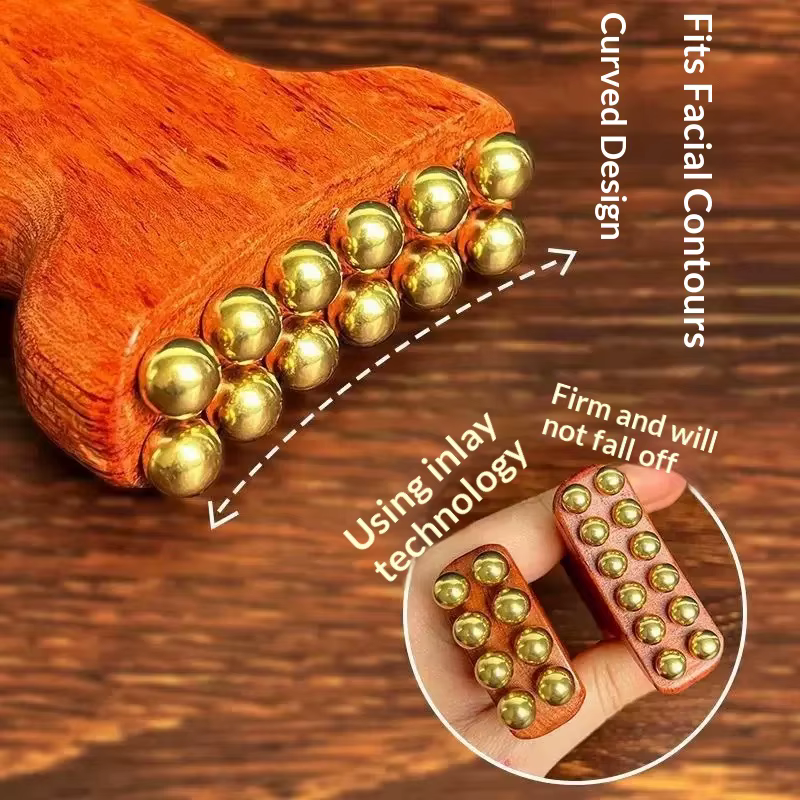 Outil de drainage facial en laiton doré