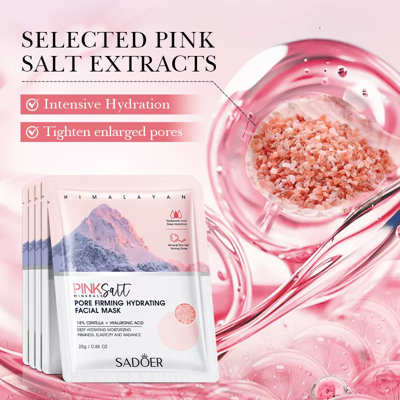 5 pièces SADOER himalayen rose sel masque pour le visage hydratant éclaircissant raffermissant