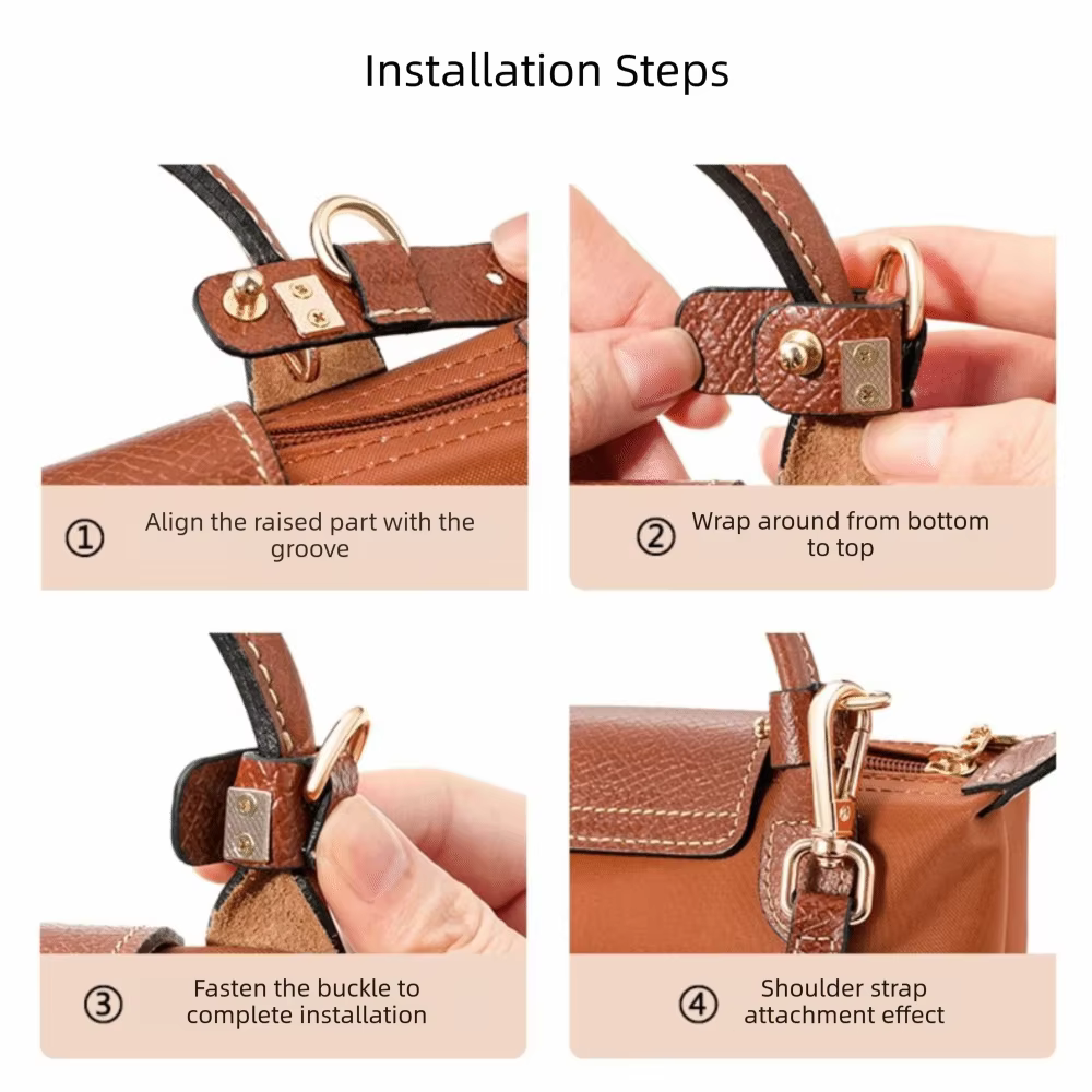 Accessoires de Transformation de sac à main pour Longchamp, sac à poignée courte, sans poinçon, bandoulière en cuir, boucle de Conversion