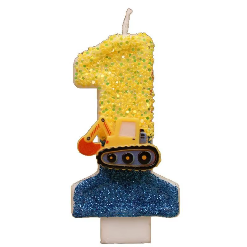 Mignon mode créative ingénierie voiture pelle numéro gâteau d'anniversaire bougie cadeau décoration à la main anniversaire bougie garçon fête