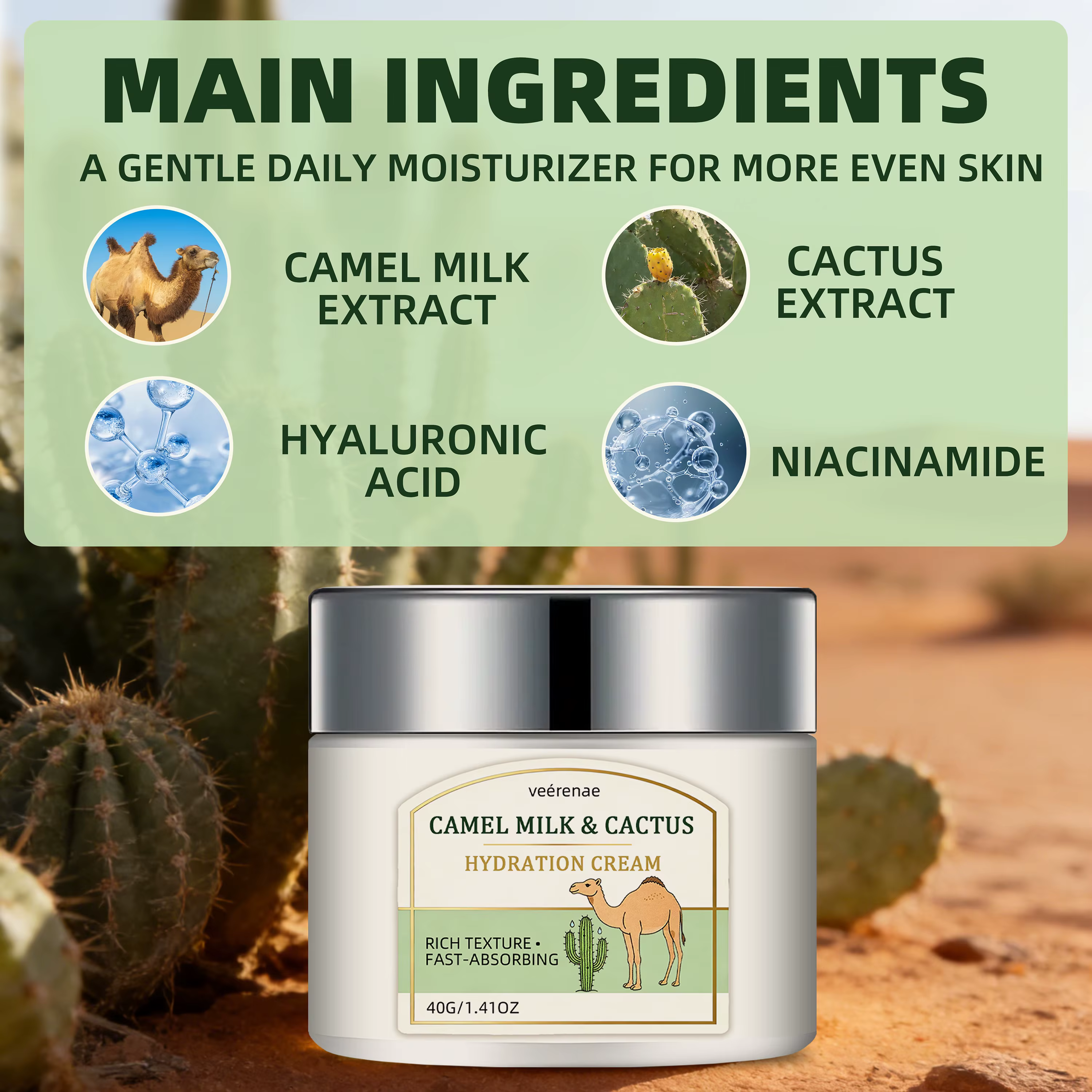 CRÈME HYDRATANTE AU LAIT DE CHAMELLE ET CACTUS