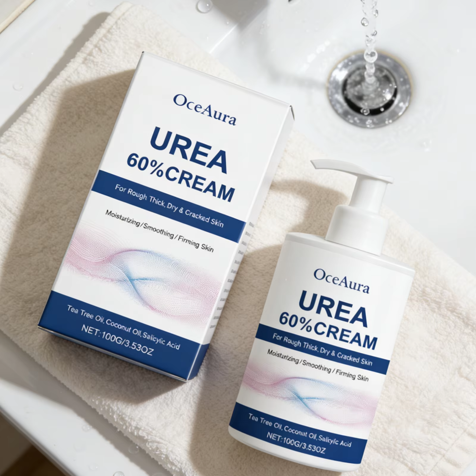 Crème pour les pieds à l'urée OceAura 60% hydratante longue durée