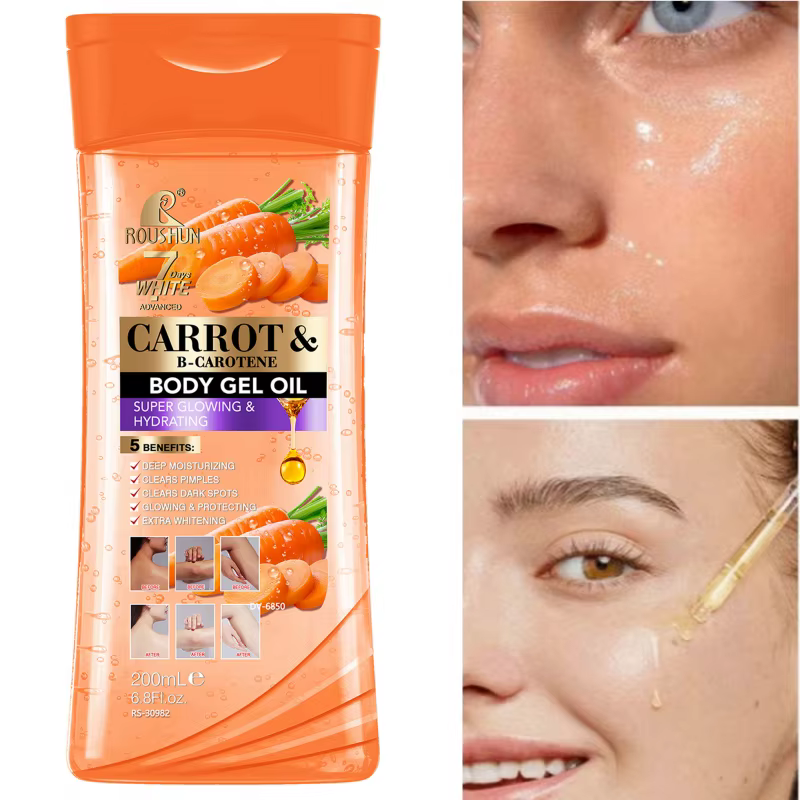 200ML CARROT B-CAROTENE BODY GEL OIL Huile corporelle essentielle hydratante unisexe pour le soin complet du corps