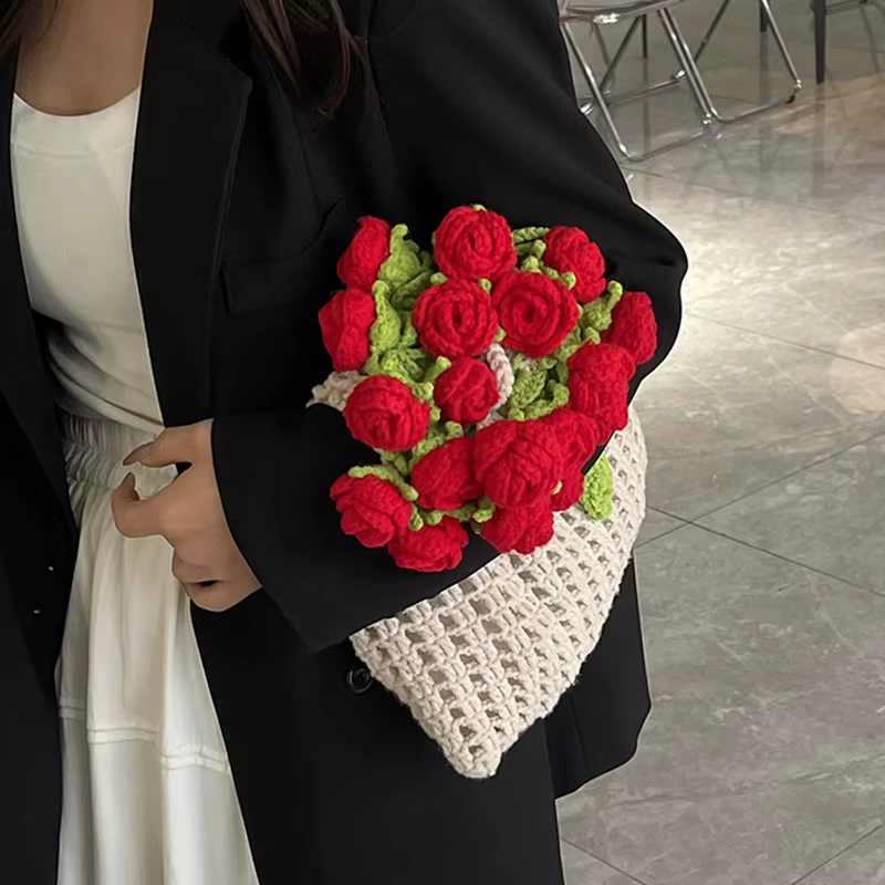 Sacs de créateurs de marque pour femmes 2025 sac à bandoulière tricoté à la main de luxe sacs à main pour dames sacs à main pochette sacs de bouquet de fleurs