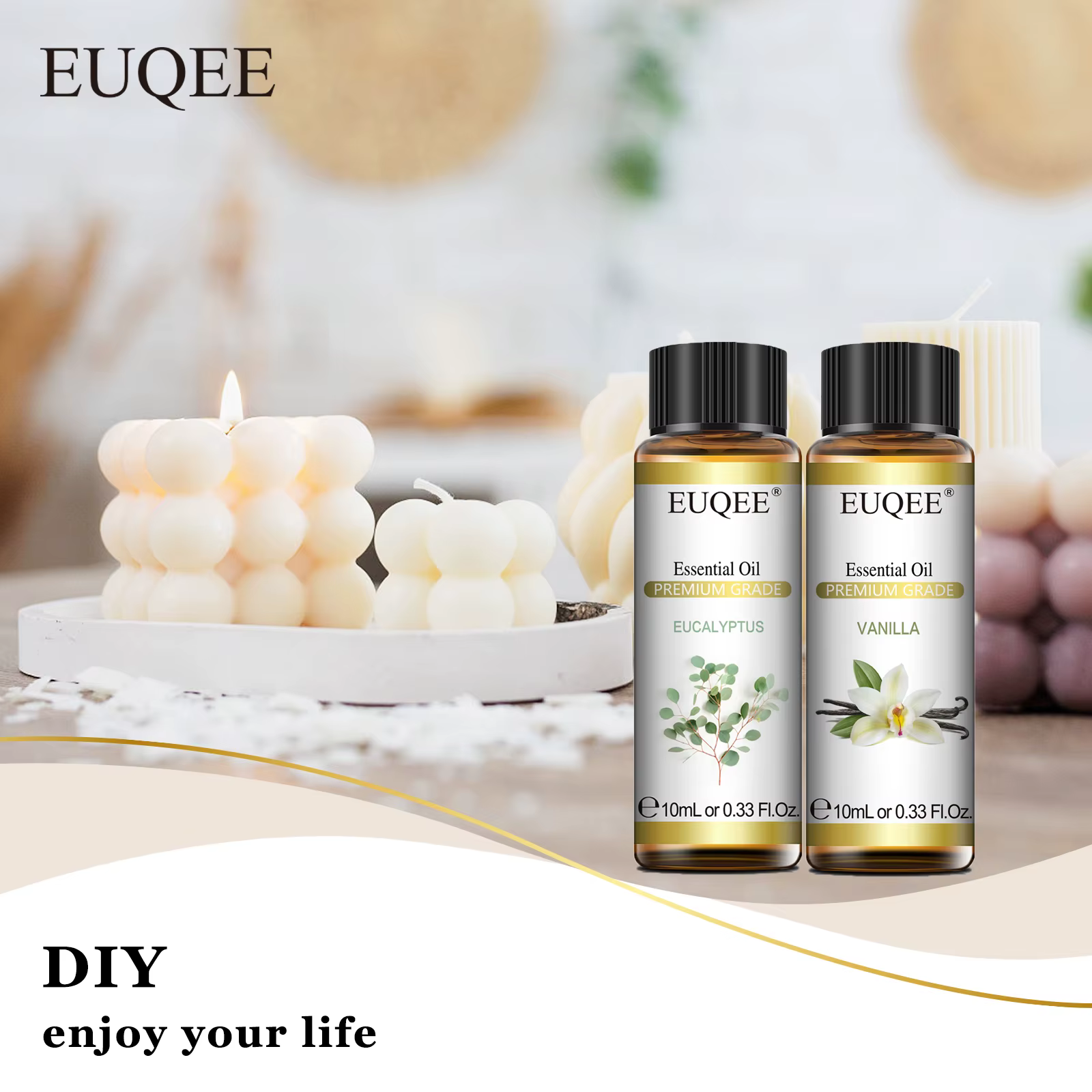 EUQEE 10ML huiles essentielles naturelles Eucalyptus menthe verte vanille lavande citron huile d'organo pour