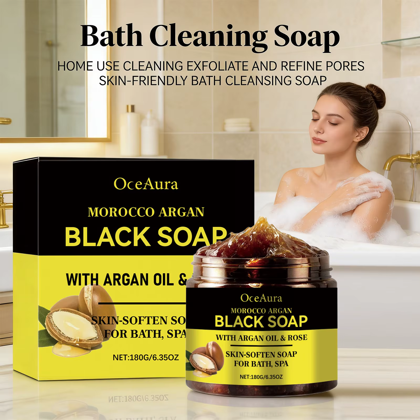 Savon noir marocain à l'huile d'argan pour exfolier