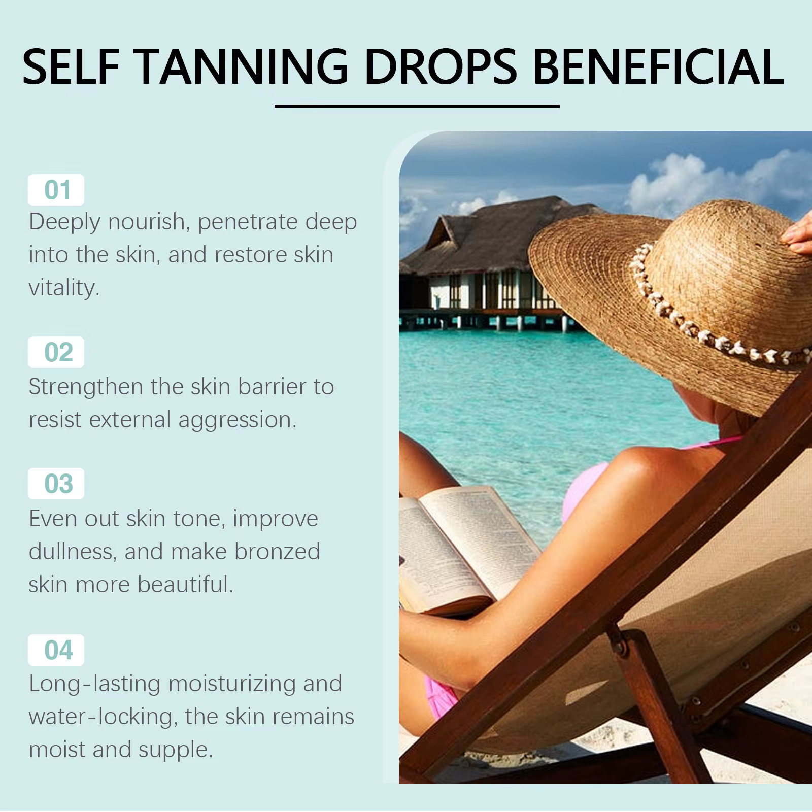 Gouttes autobronzantes bronzées sans soleil