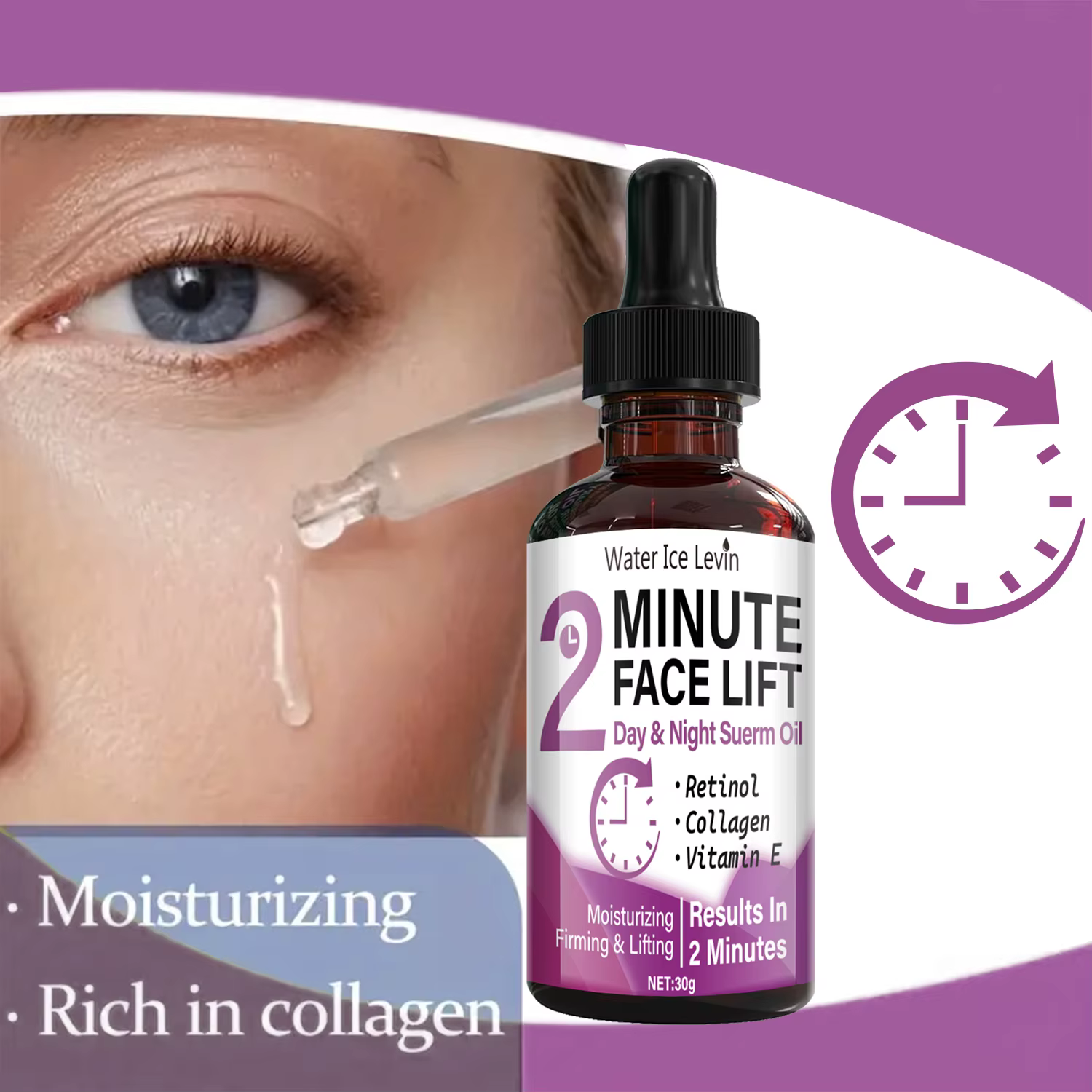 Minute Face Lift Huile de sérum jour et nuit au rétinol et au collagène – Hydratant