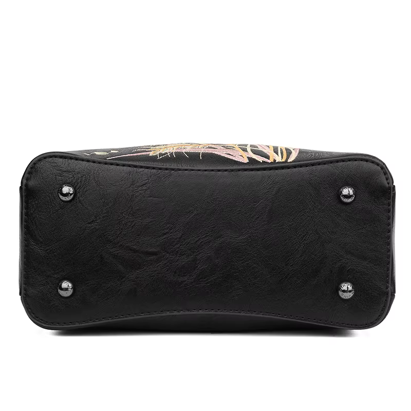 Sac à main brodé vintage pour femme, élégant sac bandoulière, sac de navetteur grande capacité à plusieurs compartiments