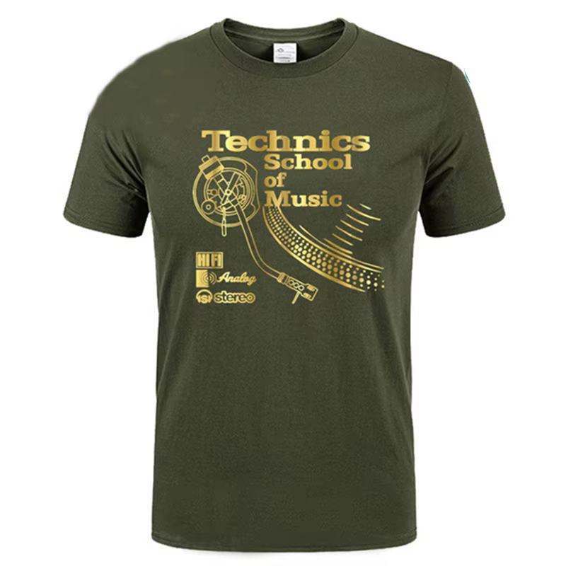 T-shirt rétro Tatooine pour DJ, T-shirt Long Play, T-shirt Technics School of Music, T-shirt vintage DJ pour homme, Tops de mode tendance