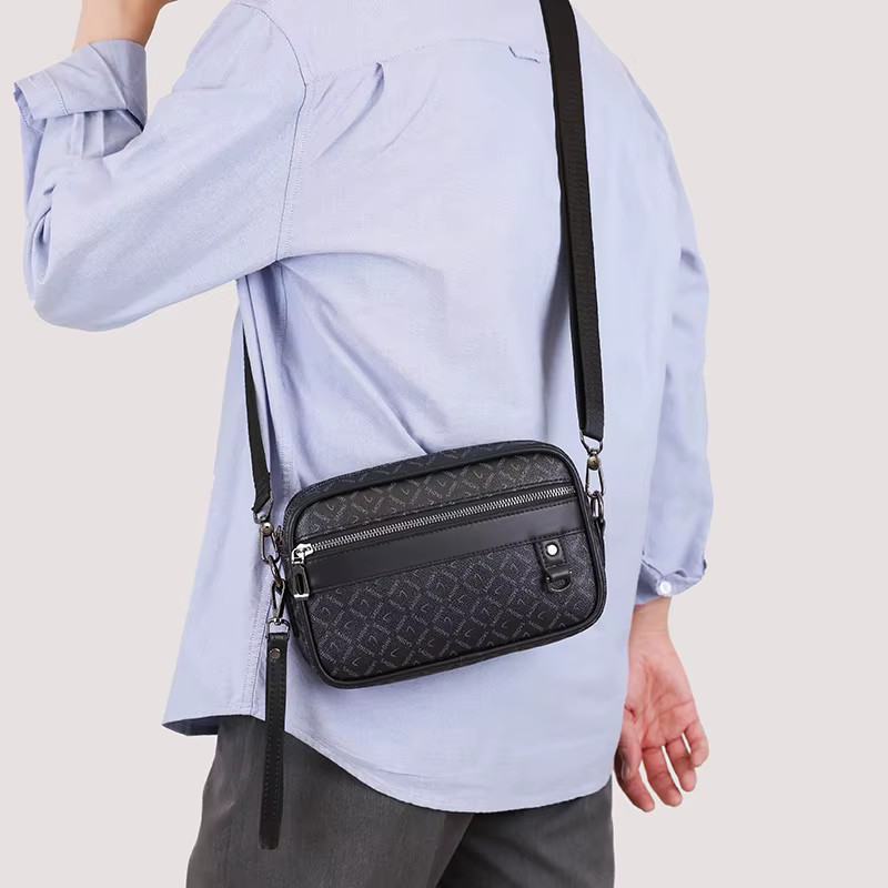 Sac pour hommes d'affaires de haute qualité en cuir PU souple Sac à main pour homme Sac à bandoulière multi-fonctionnel pochette pour hommes avec sangle de taille Sac
