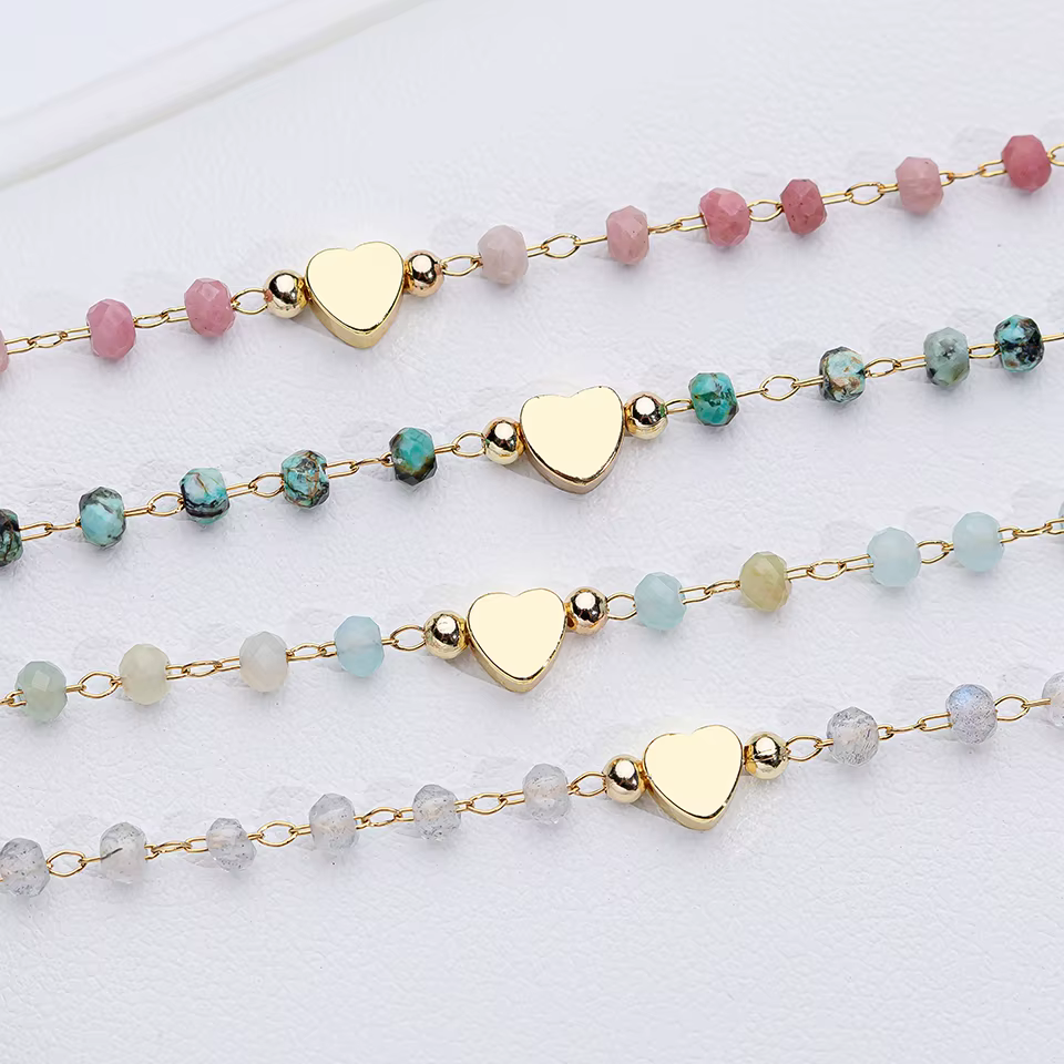 Bracelet en pierre naturelle pour femmes, bijoux à la mode, chaîne de travail manuel, Design en forme de cœur