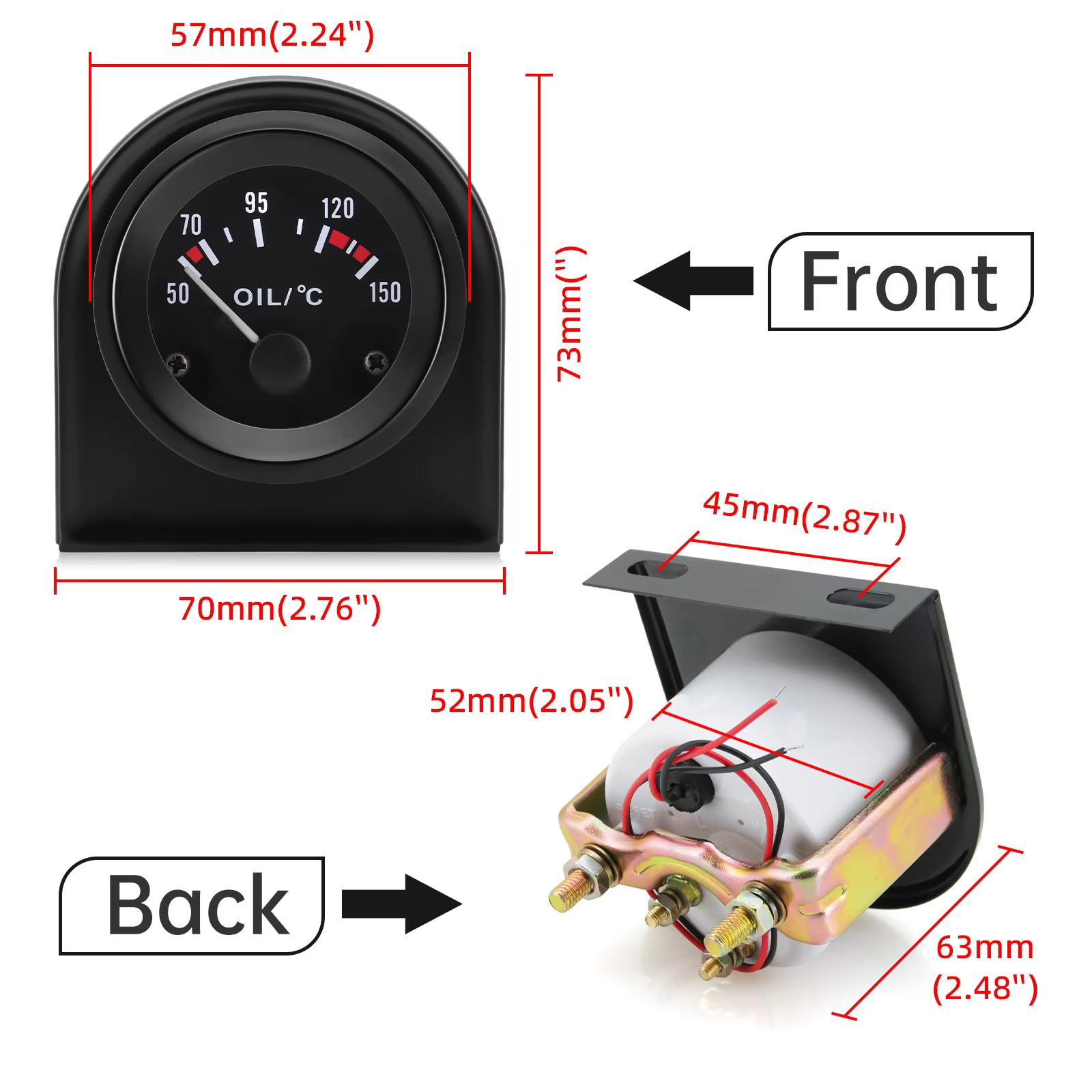 Jauge de pression d'huile 52MM, thermomètre d'eau, voltmètre, jauge de niveau de carburant avec support pour véhicule universel 12V