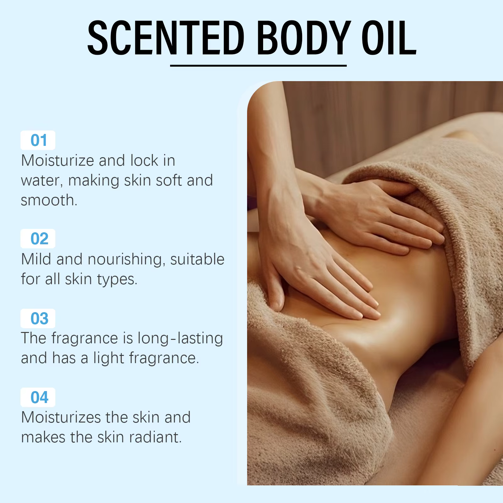 Huile de massage pour le corps à la vanille caramel