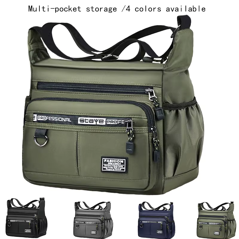 Sac bandoulière pour homme avec poches multi-couches, sangle réglable, sac à bandoulière professionnel