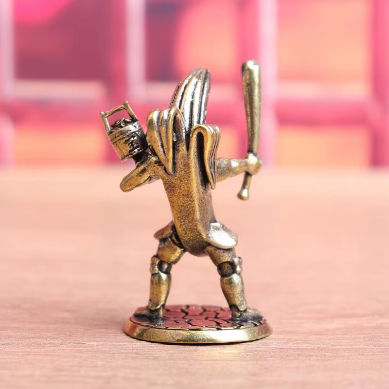 Figurine de joueur de guitare banane en laiton, Vintage, faite à la main, banane de samouraï pour hommes, décor de collection pour la maison et le bureau