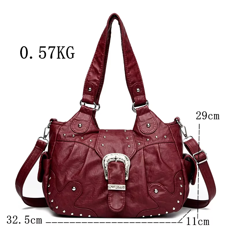 Sac à Main de Luxe en Cuir Souple Vintage pour Femme, Grande Capacité, Décontracté, à Bandoulière, de Voyage