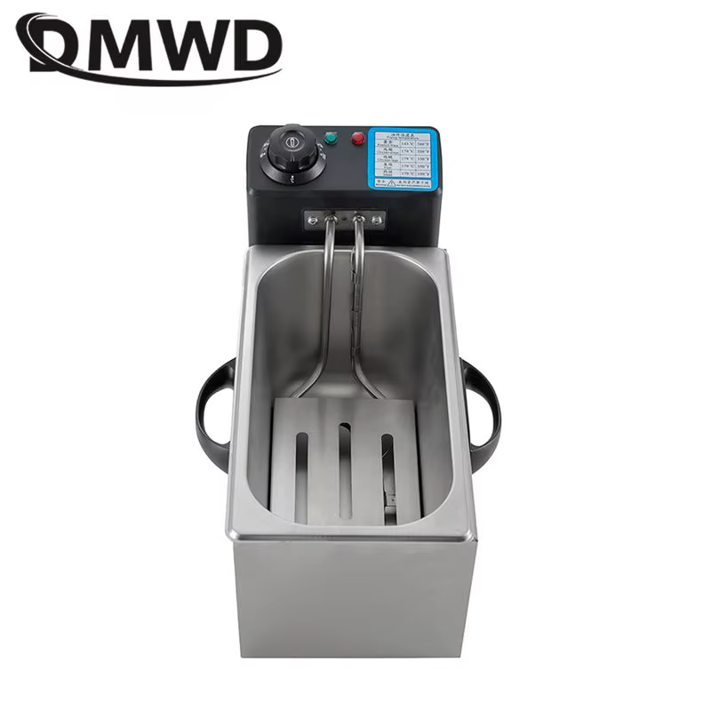 Friteuse électrique en acier inoxydable 4L, poêle à huile thermostatique, réglage de la température, poulet chronométré, frites, marmite à frire