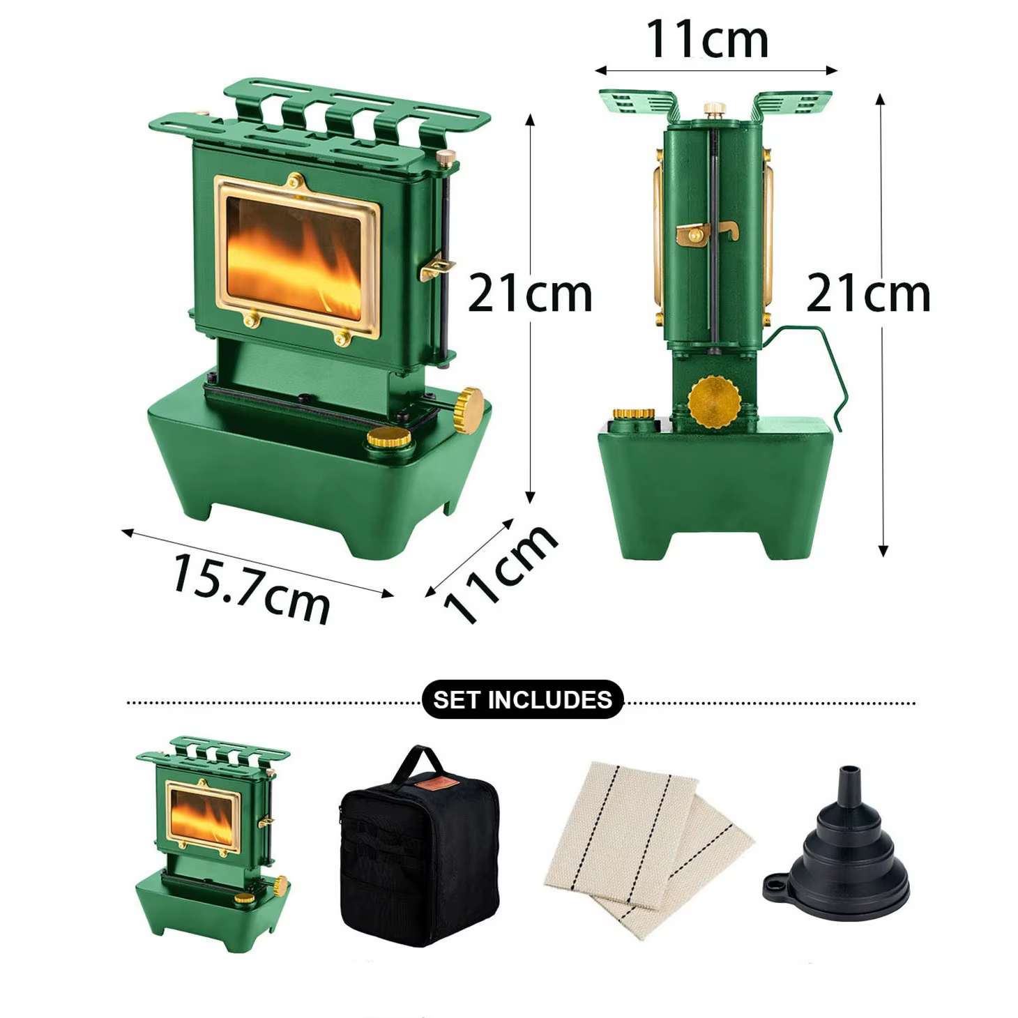 SmiloDon Poêle à Lanterne à Huile de Camping, Poêle à Huile Portable, Brûleur de Lampe à Carburant pour Chauffage et Cuisson Extérieurs (Vert)