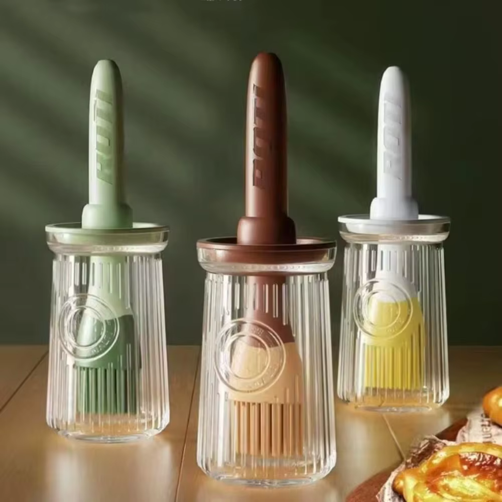 Brosse à huile pour barbecue 3 en 1, résistante à la chaleur, Type fendu, brosse d'application de Sauce, outil de cuisson en Silicone, bouteille distributrice d'huile avec brosse