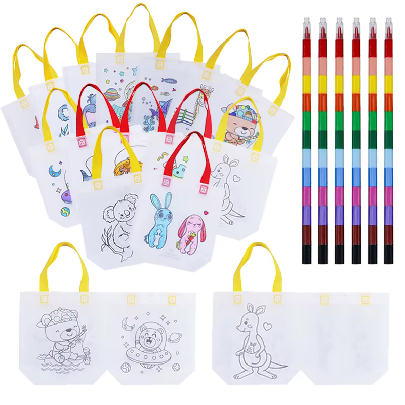 Sac à main Non tissé pour enfants, peinture Graffiti, jouets avec Crayons, sacs à dessin pour enfants, cadeau, matériel de Cognition des couleurs, TMZ