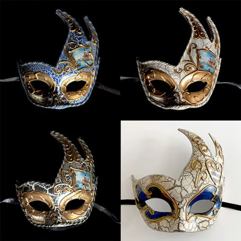 Masque artistique pour femmes, accessoires de danse faits à la main, personnalité, masque vénitien rétro complet, demi-visage pour hommes
