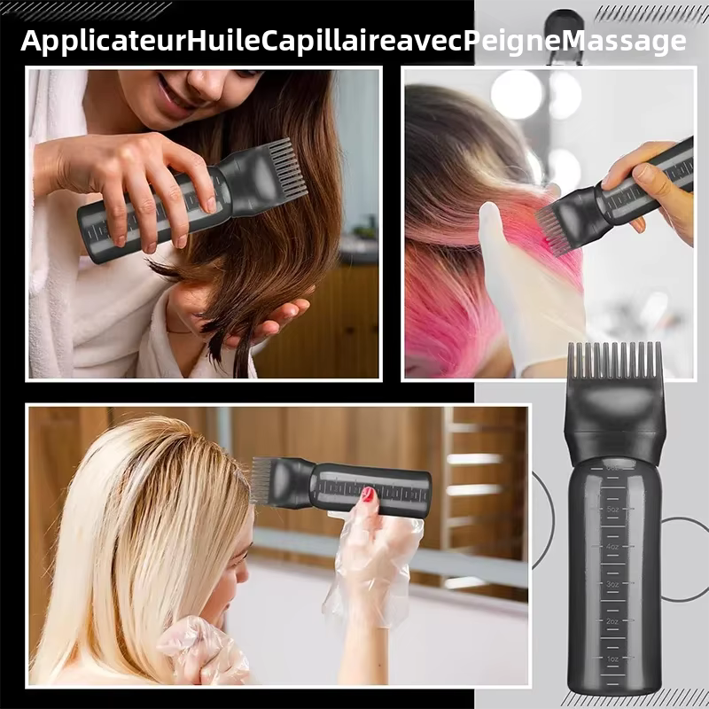 Bouteille d'application d'huile capillaire