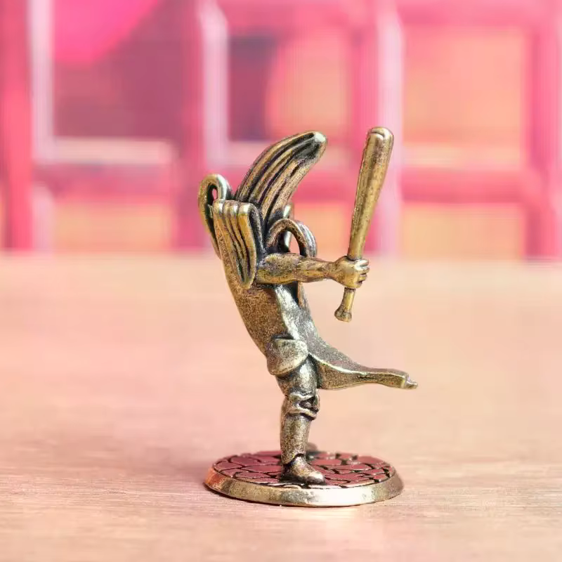 Figurine de joueur de guitare banane en laiton, Vintage, faite à la main, banane de samouraï pour hommes, décor de collection pour la maison et le bureau