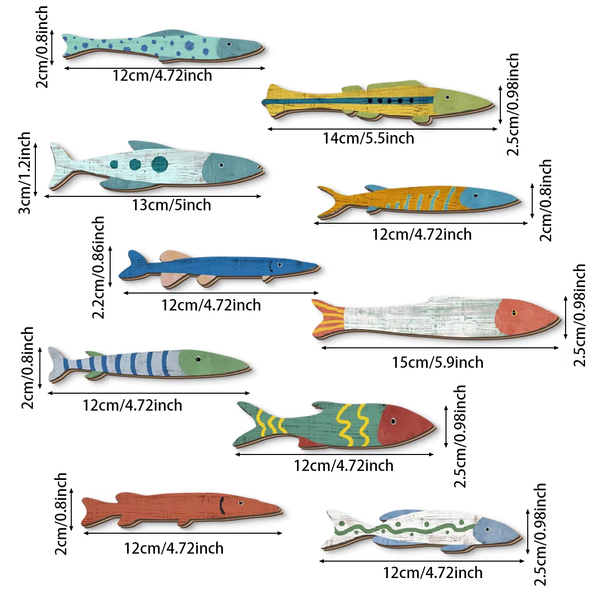 Décorations murales de poisson en bois peintes à la main colorées : ajoutez un charme d'éclaboussures d'océan vers votre espace