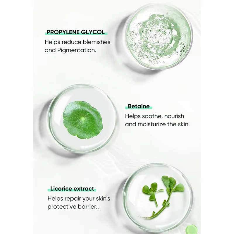 Huile exfoliante verte à l'extrait de réglisse pour le visage et le corps