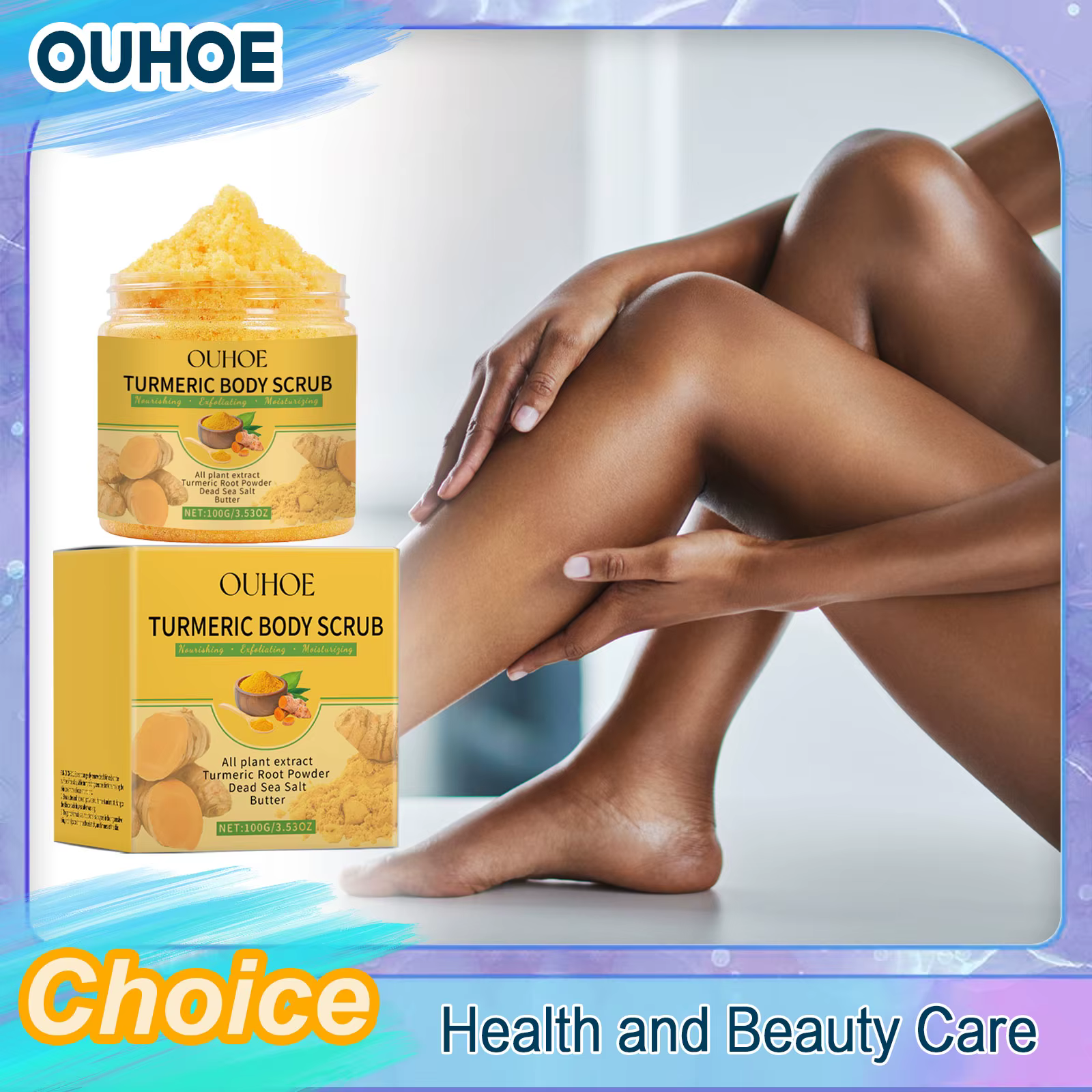 Curcuma Gommage Corporel pour Femmes Hommes Éclaircissant Exfolier Enlever La Peau Morte Pores Nettoyage Foncé