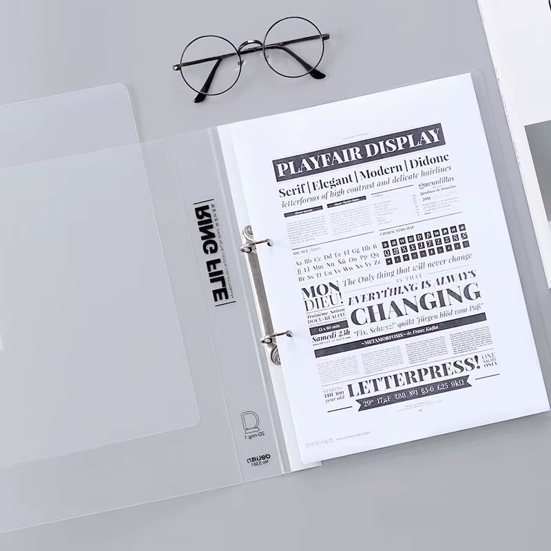 Sacoche de bureau pour documents A4, clip à deux trous, classeur de dossier transparent, papeterie