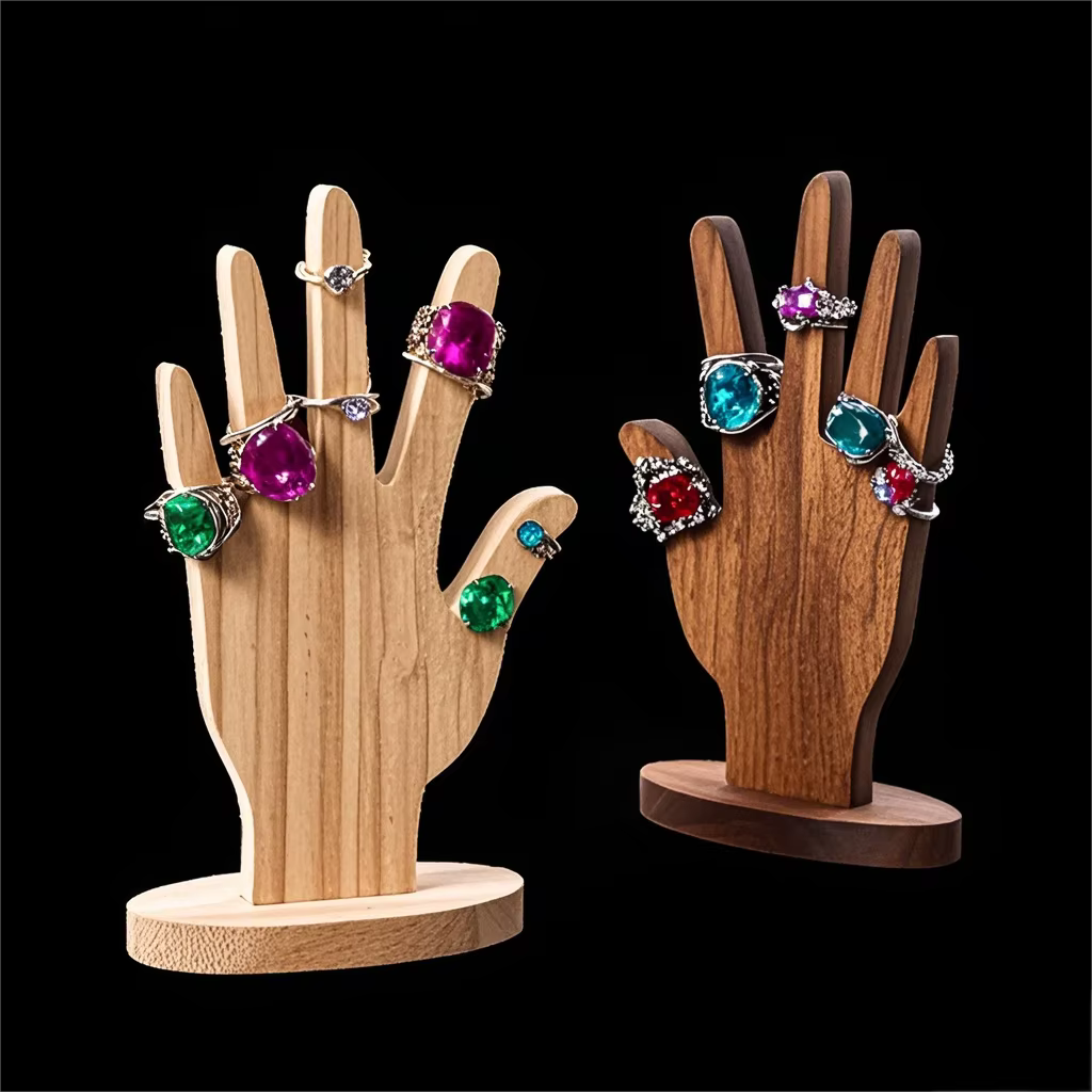 Présentoir à bijoux en forme de main, support multifonctionnel pour bijoux, présentoir de bracelet en forme de main, support en bois pour bagues, support de bague en forme de main