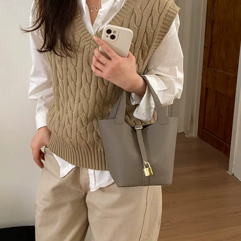 Nouveau style transfrontalier : Sac seau simple pour femme, sac bandoulière pour trajets quotidiens, sac de maman, sac à main de loisirs