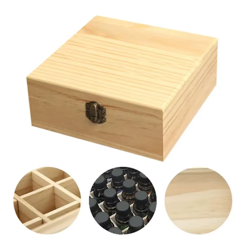 Boîte de rangement en bois pour huiles essentielles