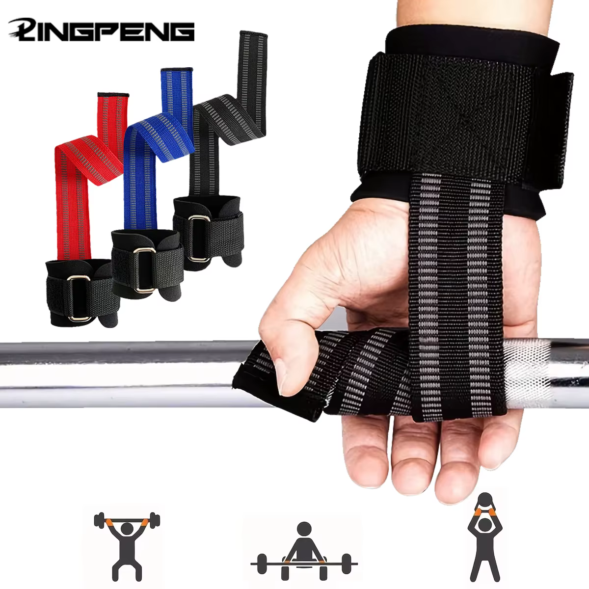 Sangles de poignet de levage, musculation, musculation, musculation, musculation, Fitness, haltères, Deadlifts, entraînement, Support de poignet